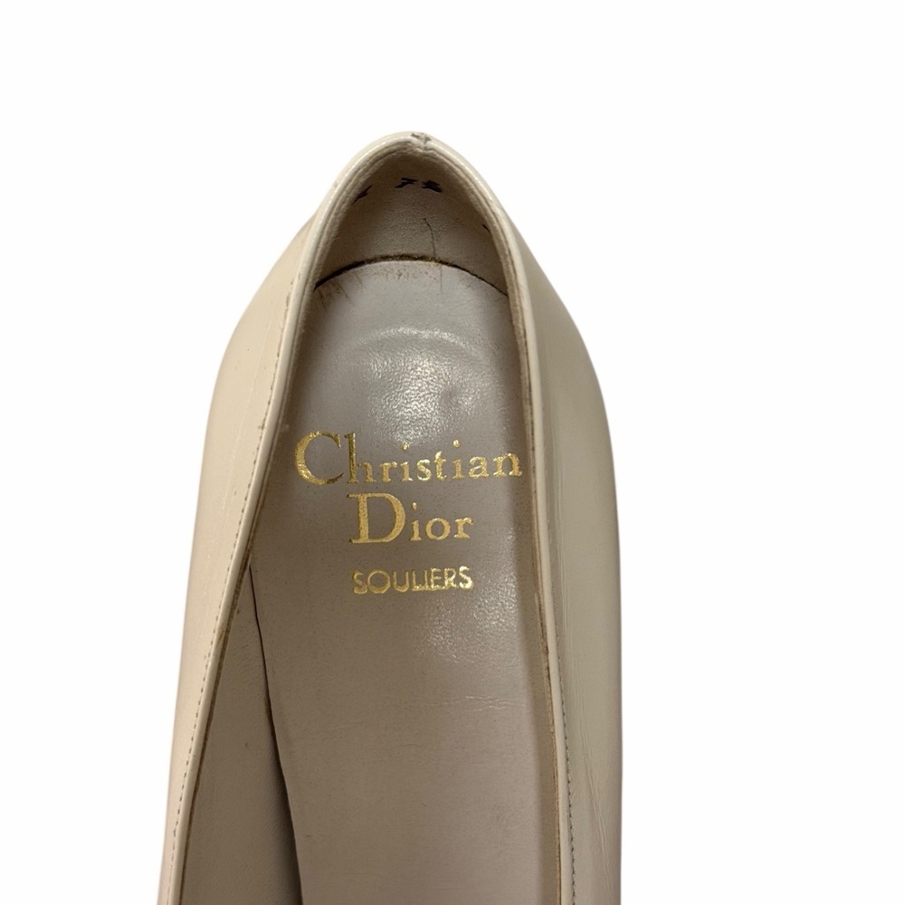 RARE Vintage Christian Dior Designer Cap Toe Pumps Ivory Black Leather Heels - Picture 14 of 16
